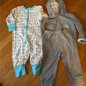 Absorba Baby Two-Piece Sleepwear Set - White & Gray with Aqua Accents